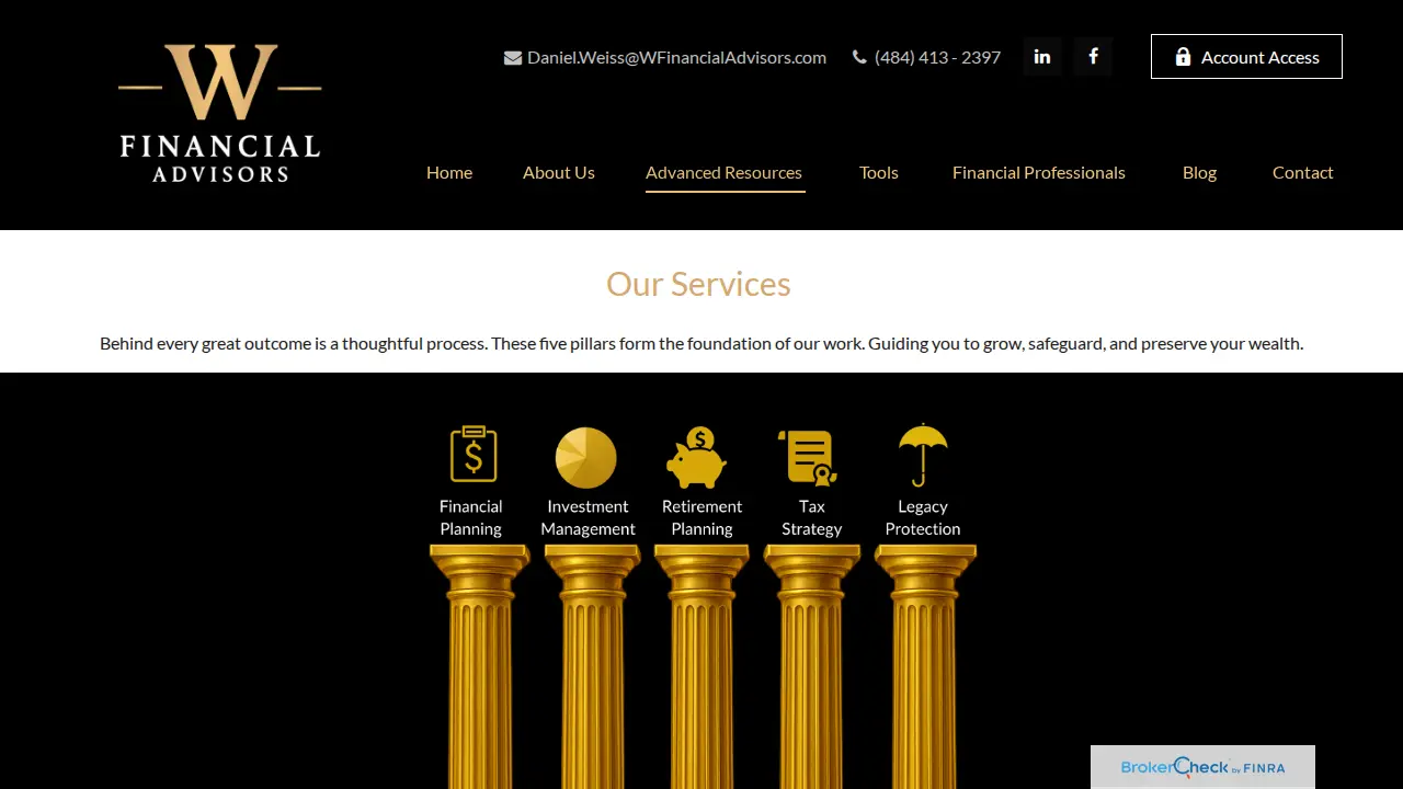 W Financial Advisors page