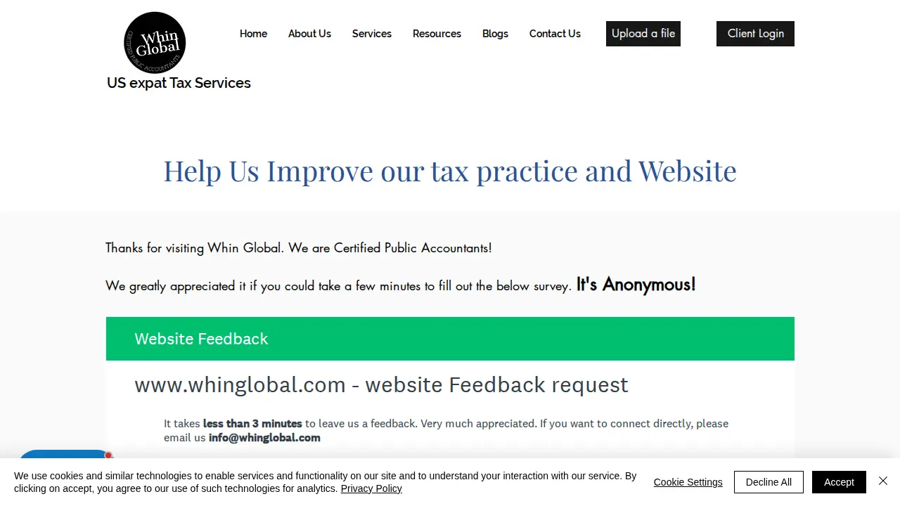 Whin Global page