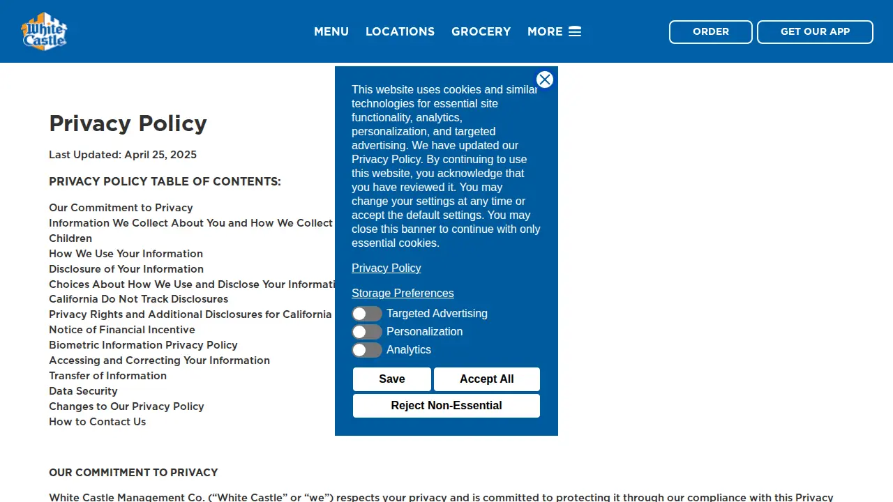 White Castle System, Inc. page