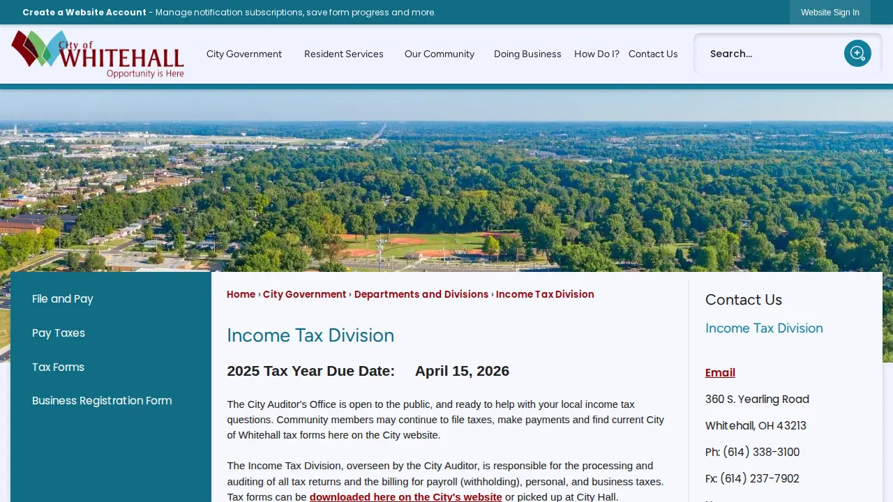 City of Whitehall Income Tax Department