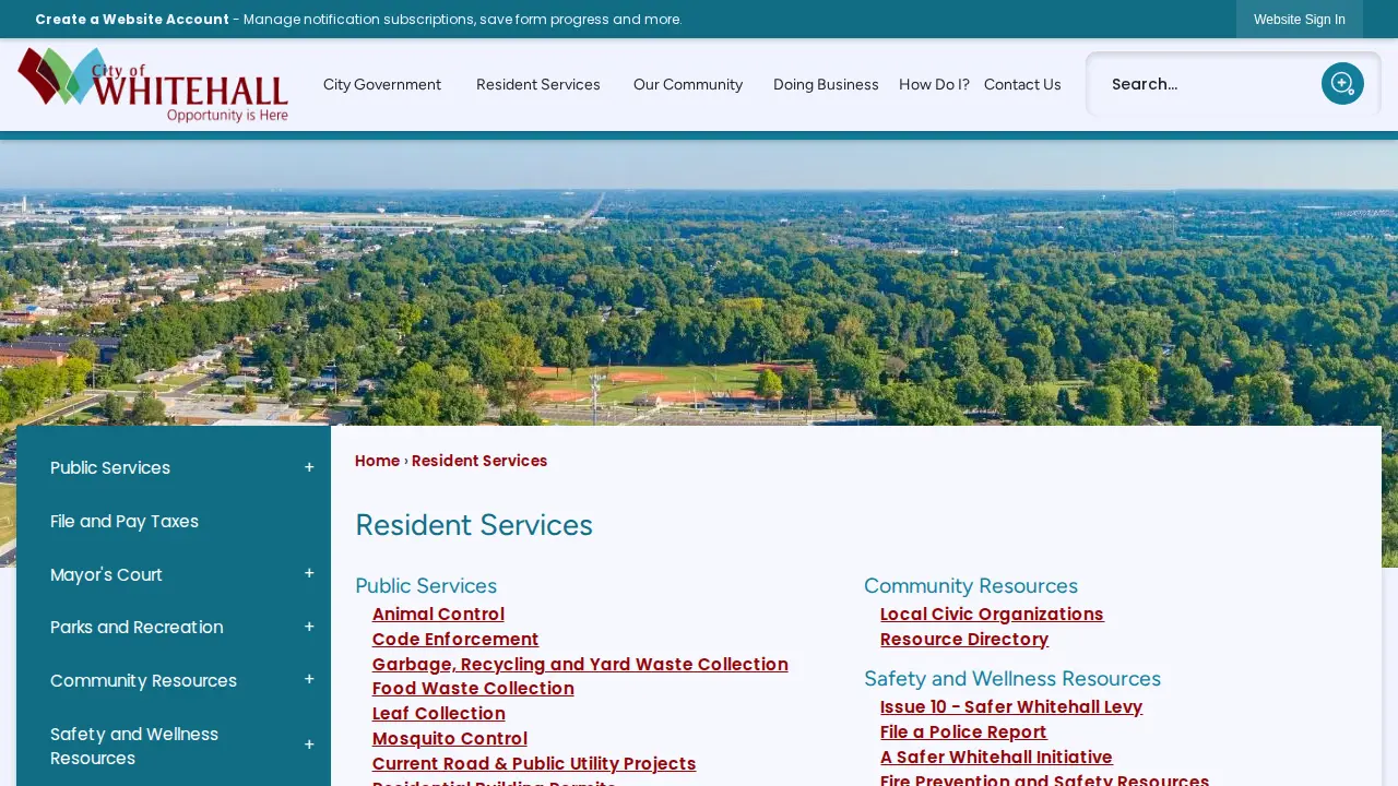 City of Whitehall Income Tax Department page