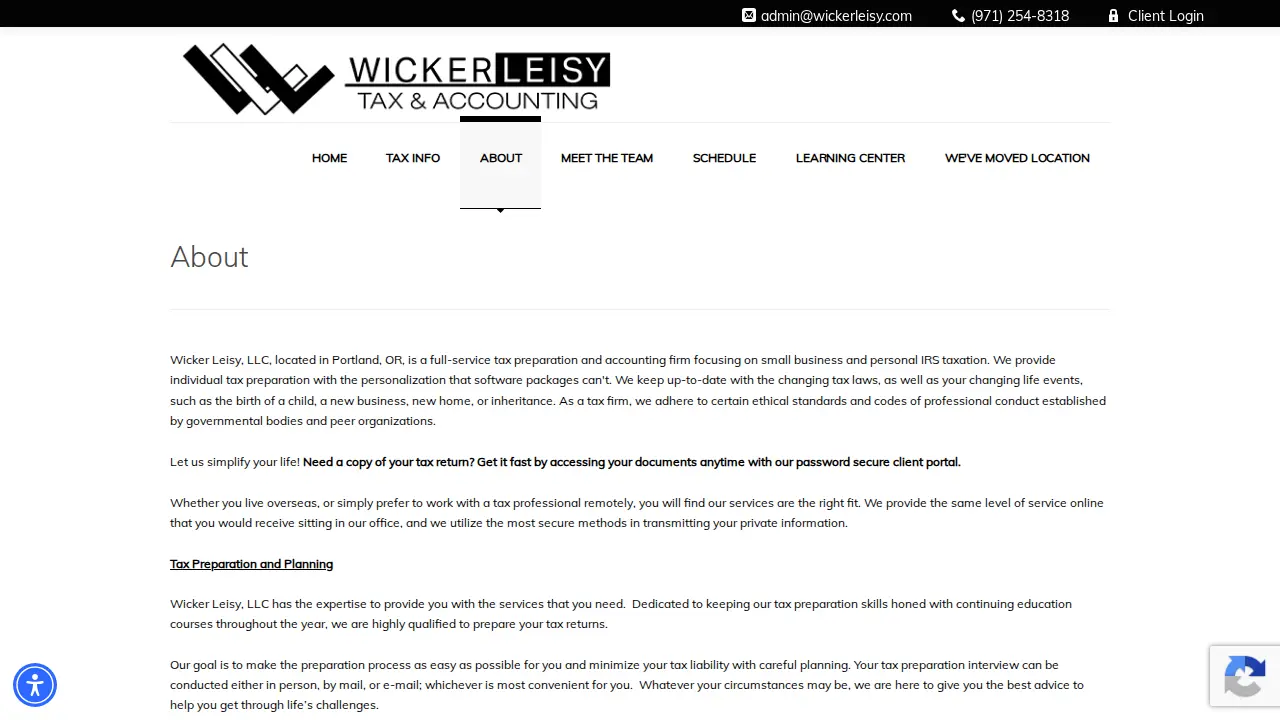 Wicker Leisy Tax & Accounting page