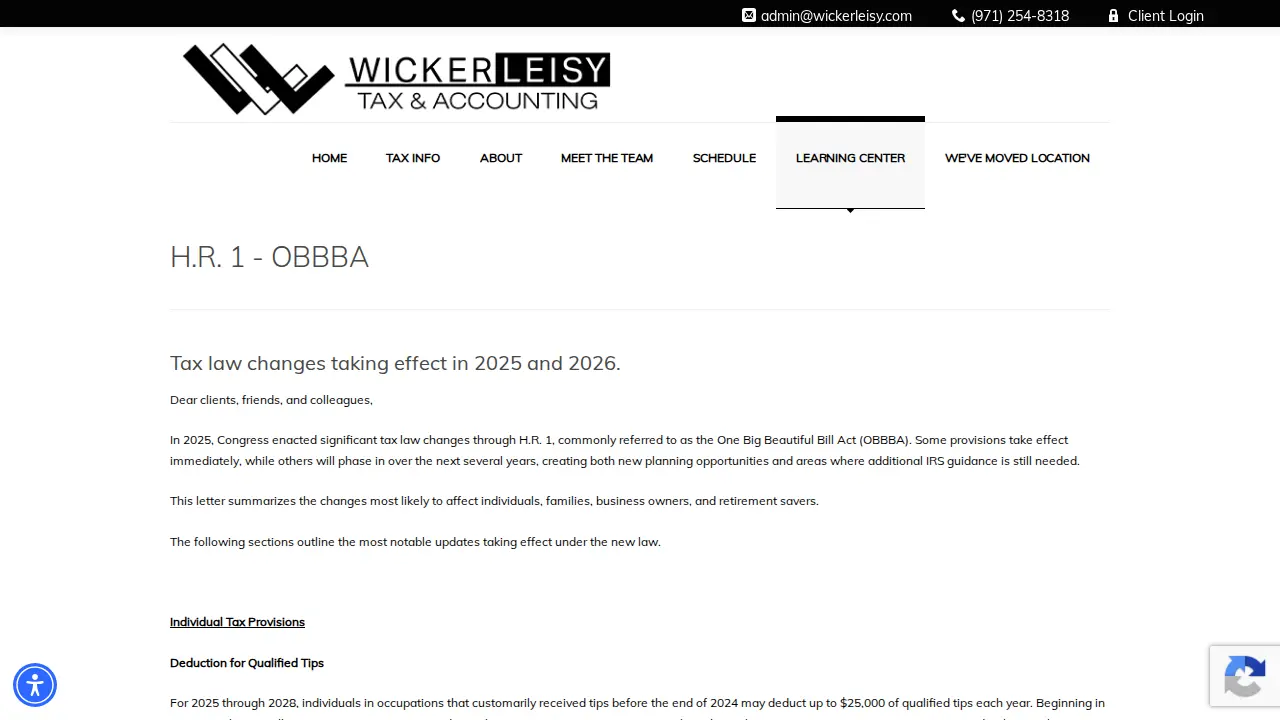 Wicker Leisy Tax & Accounting page