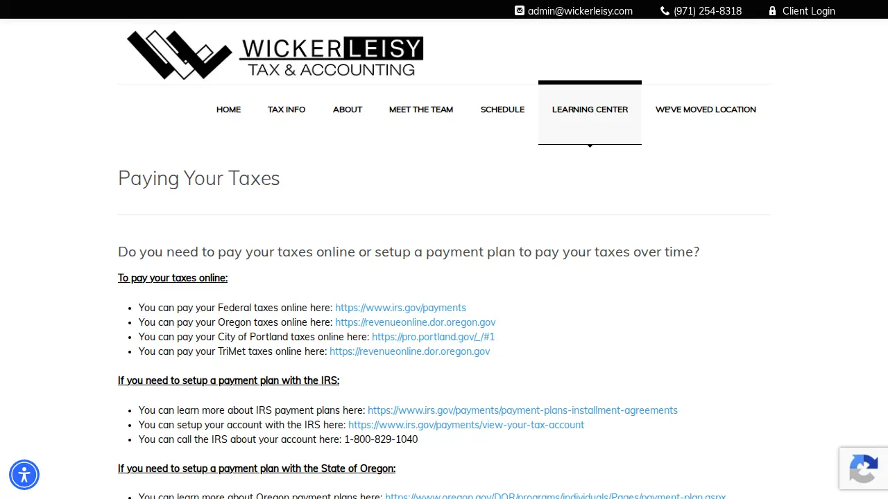 Wicker Leisy Tax & Accounting page