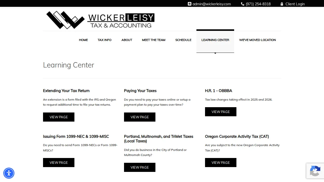 Wicker Leisy Tax & Accounting page