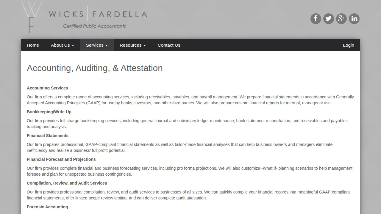 Wicks Fardella, CPAs, PC page