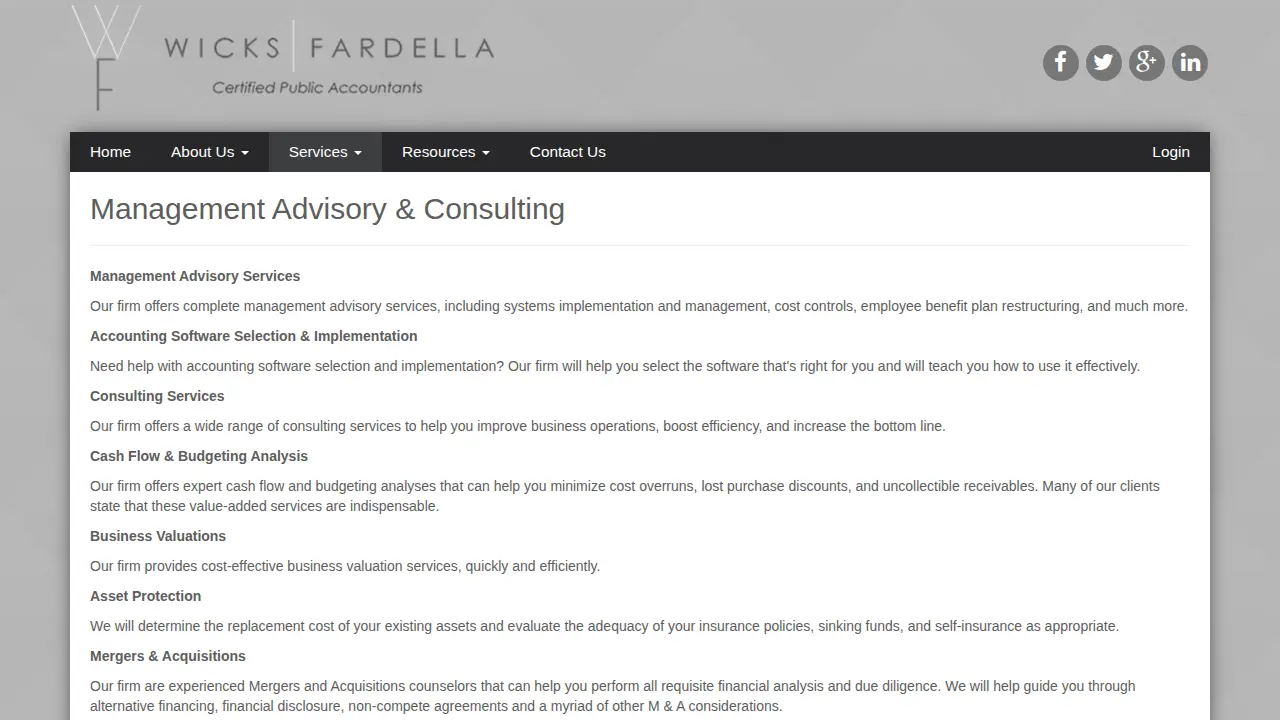 Wicks Fardella, CPAs, PC page