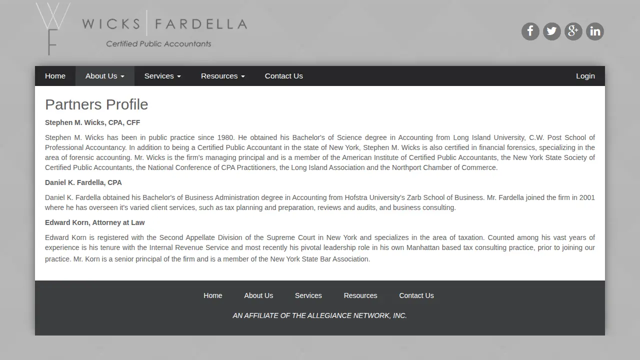 Wicks Fardella, CPAs, PC page