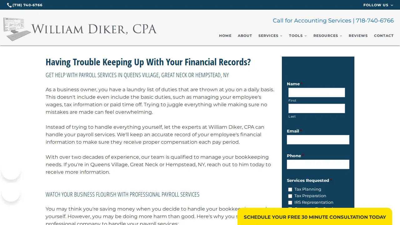 William Diker, CPA page
