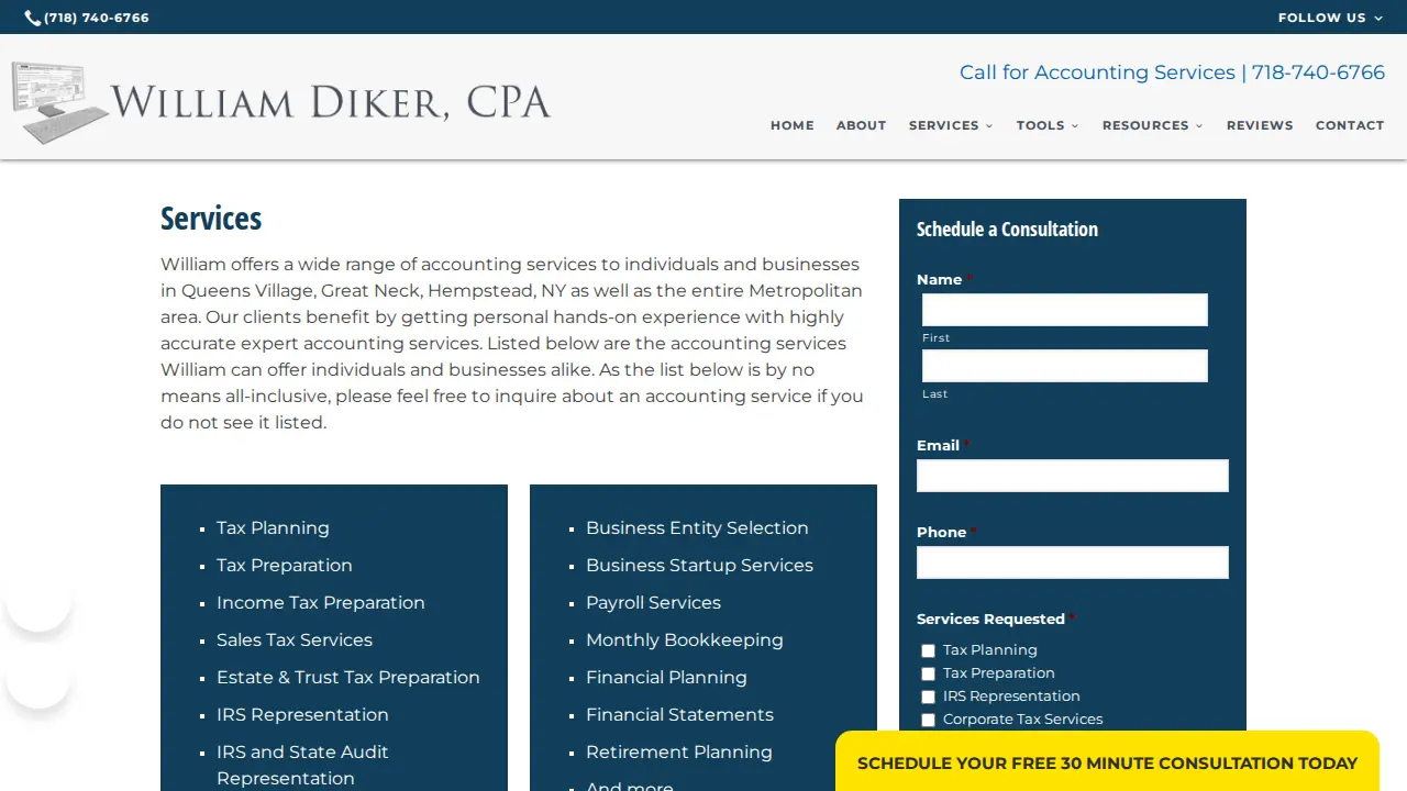 William Diker, CPA page
