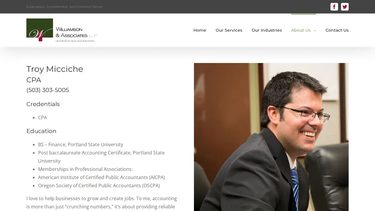 Williamson & Associates, LLP Certified Public Accountants page