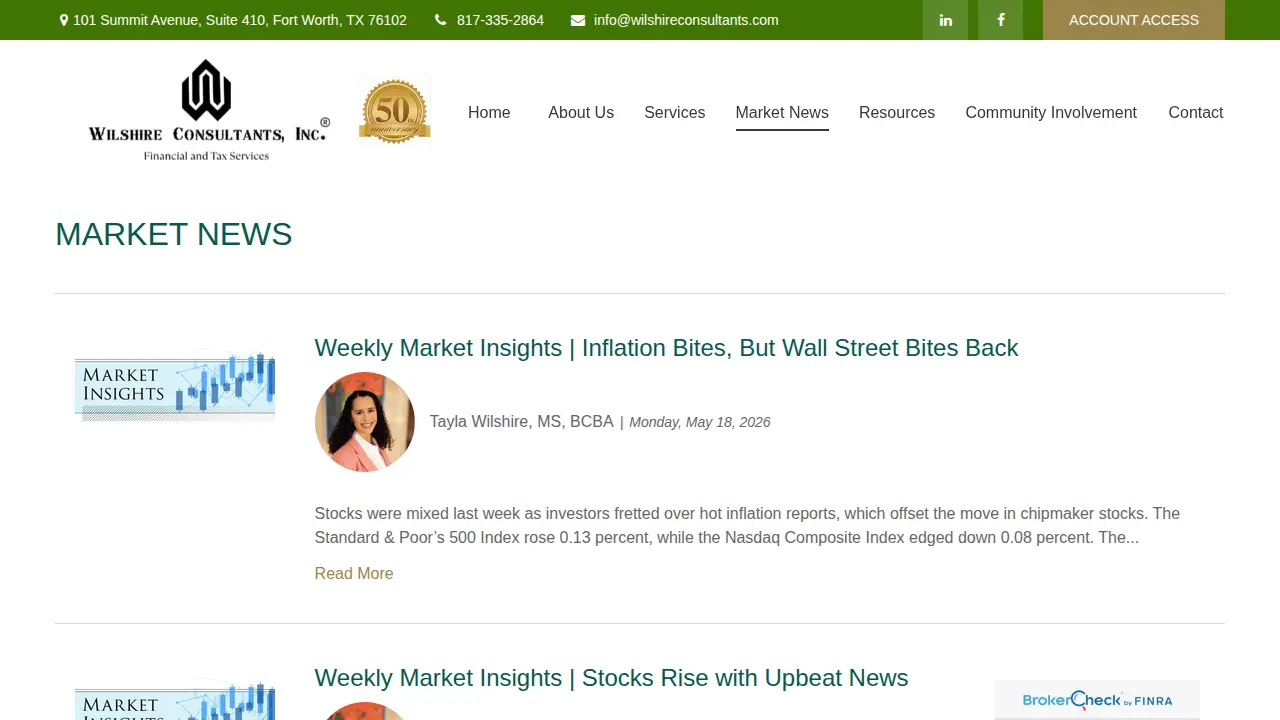 Wilshire Consultants Inc. page