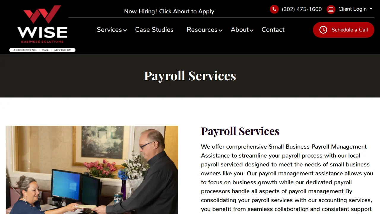 Wise Business Solutions page