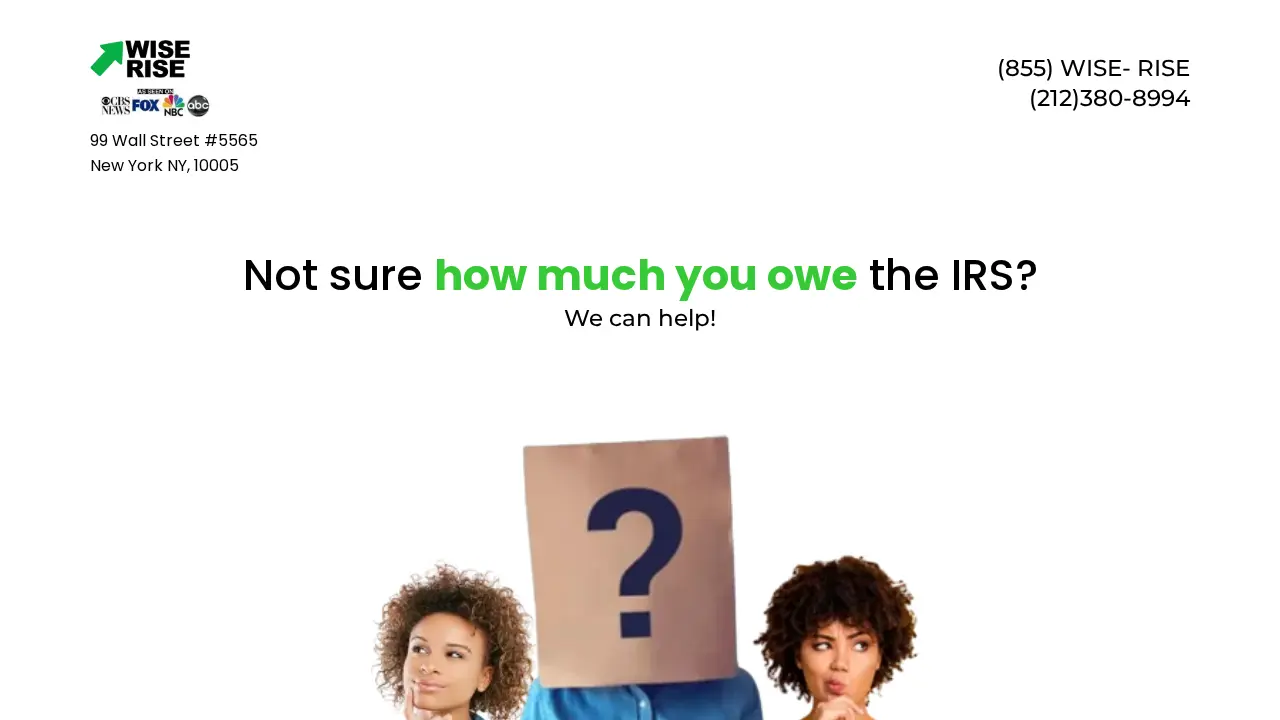 Bookkeeping Tax Preparation, Resolution Audit Advisors & Insurance -Wise Rise LLC page