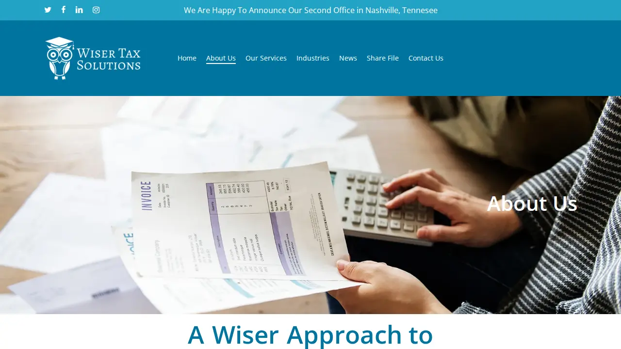 Wiser Tax Solutions LLC page