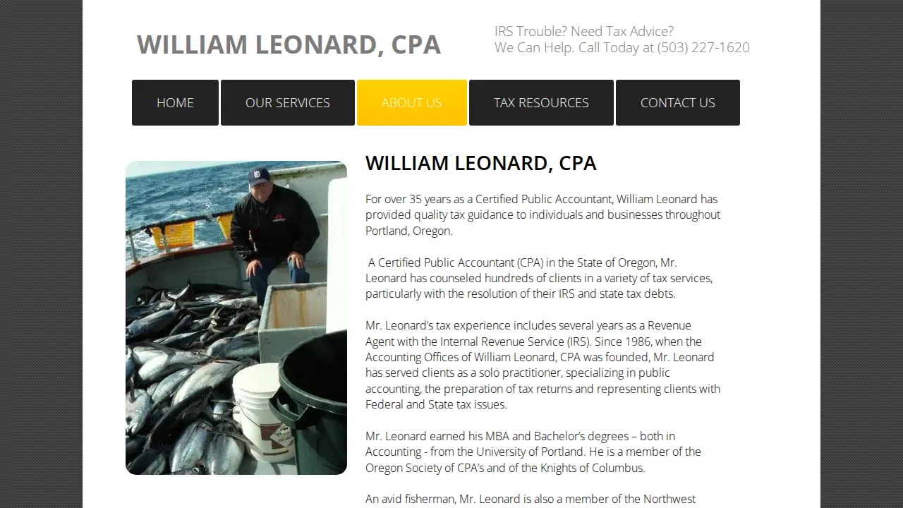 William A Leonard Cpa page