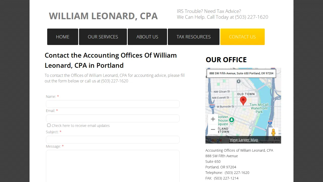 William A Leonard Cpa page