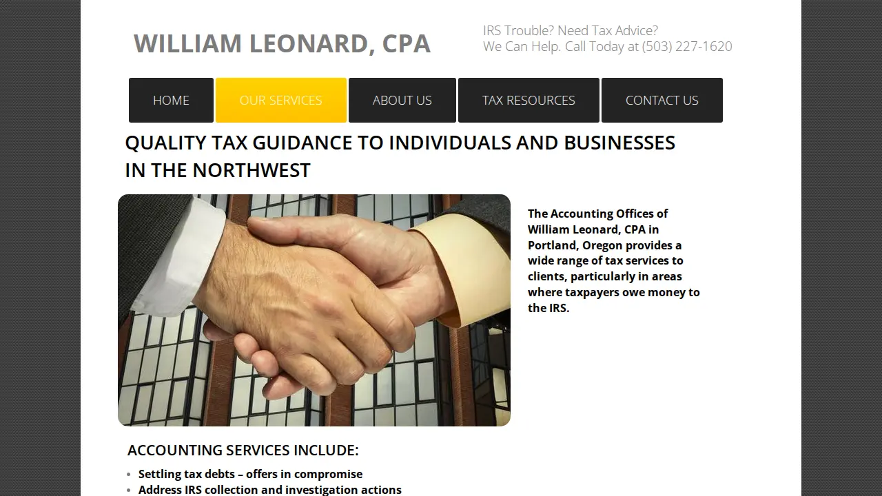 William A Leonard Cpa page