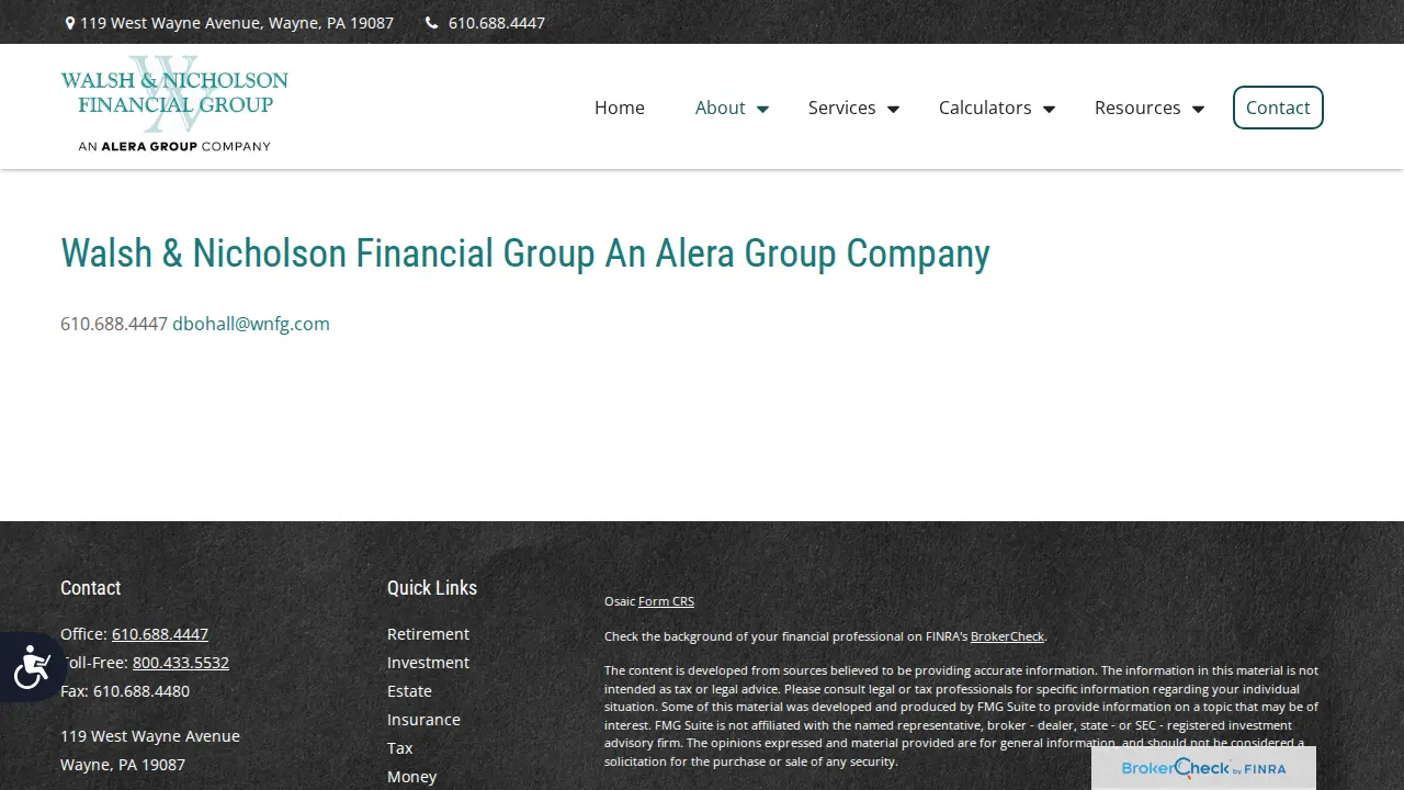 Walsh & Nicholson Financial Group page