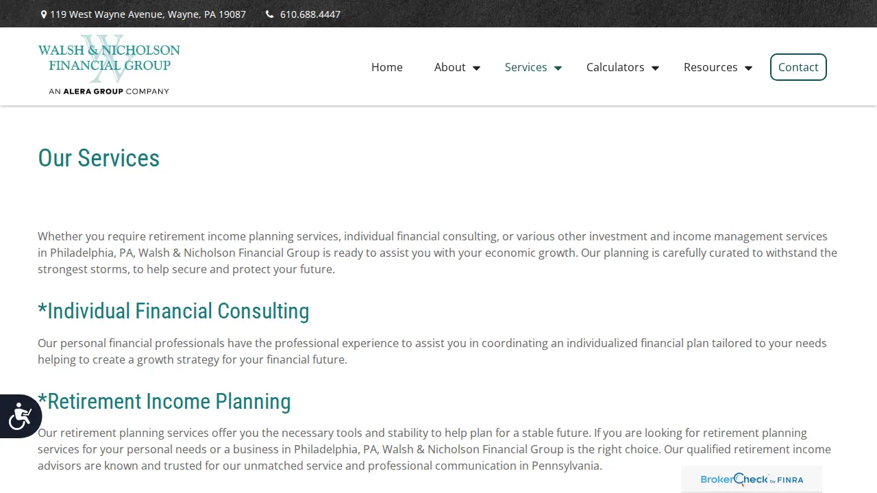 Walsh & Nicholson Financial Group page