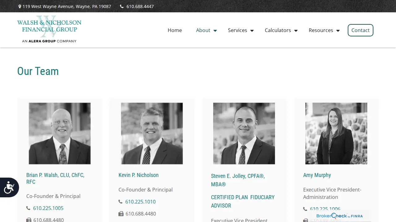 Walsh & Nicholson Financial Group page