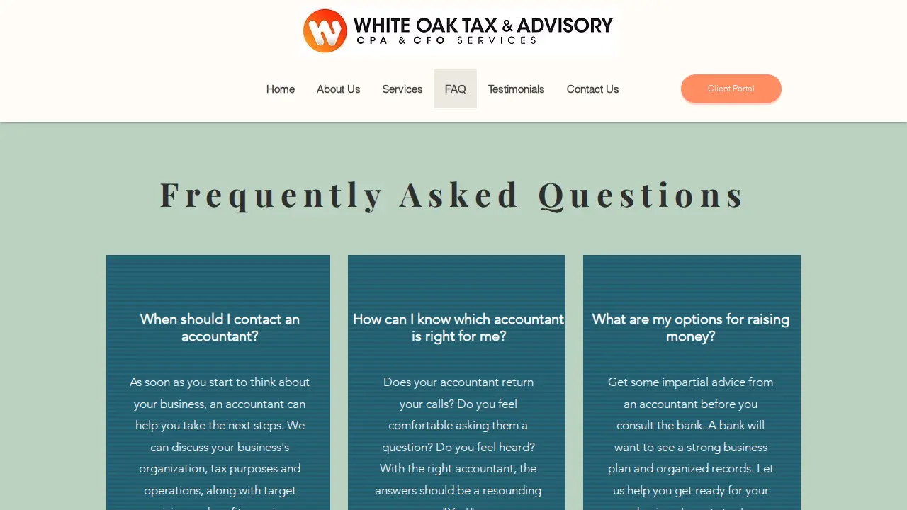 White Oak Tax and Advisory page