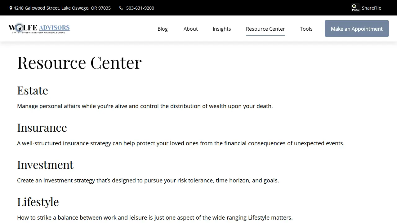 Wolfe Consulting LLC page