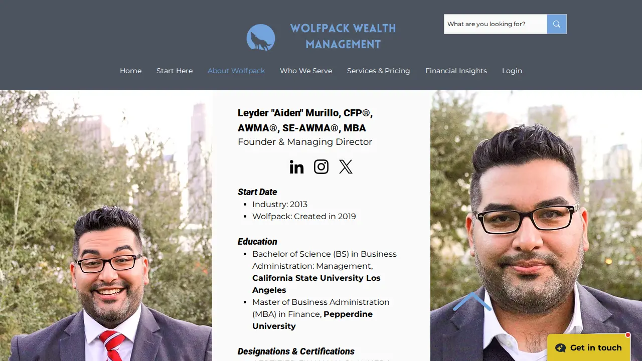 Wolfpack Wealth Management | Leyder Murillo, CFP® – Fee-Only Fiduciary Financial Planner page