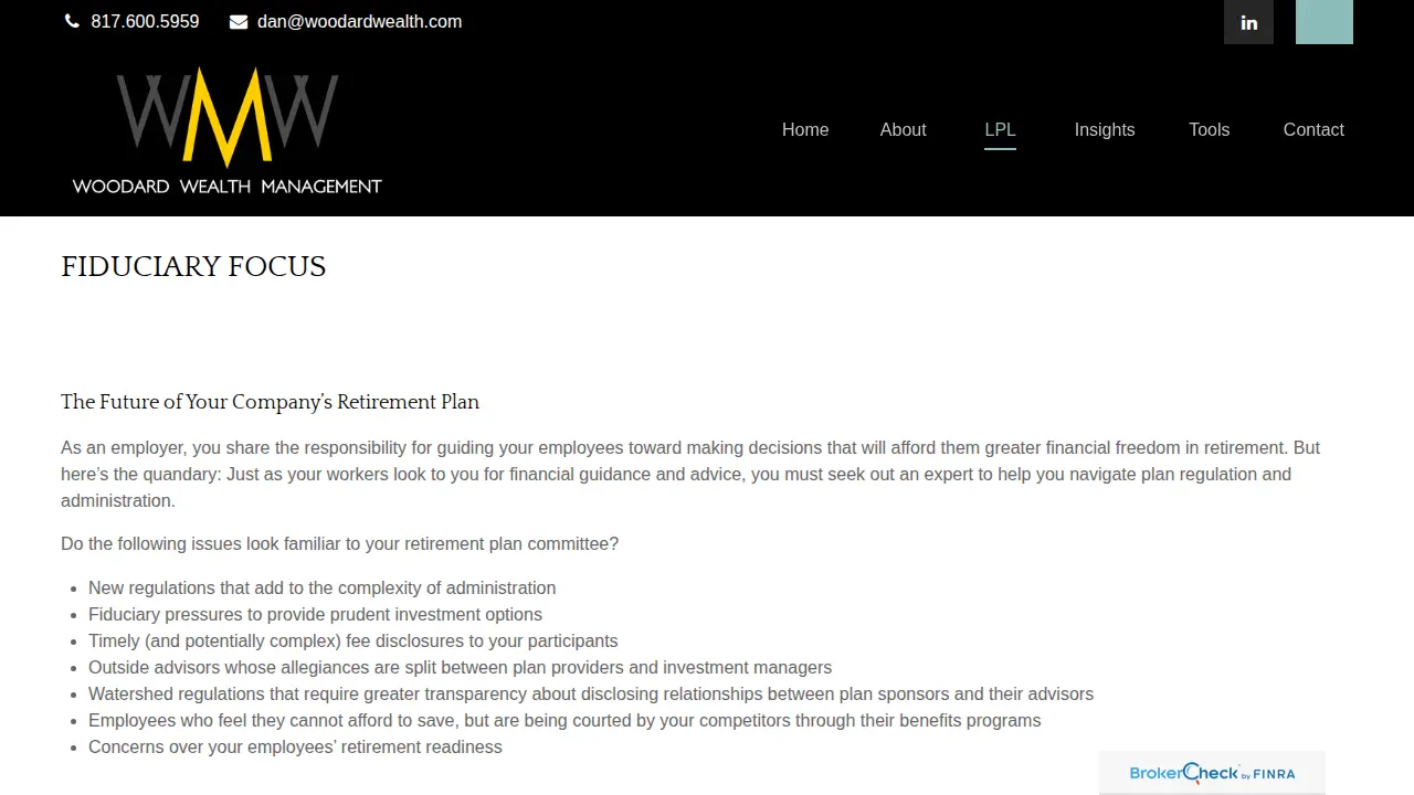 Woodard Wealth Management page