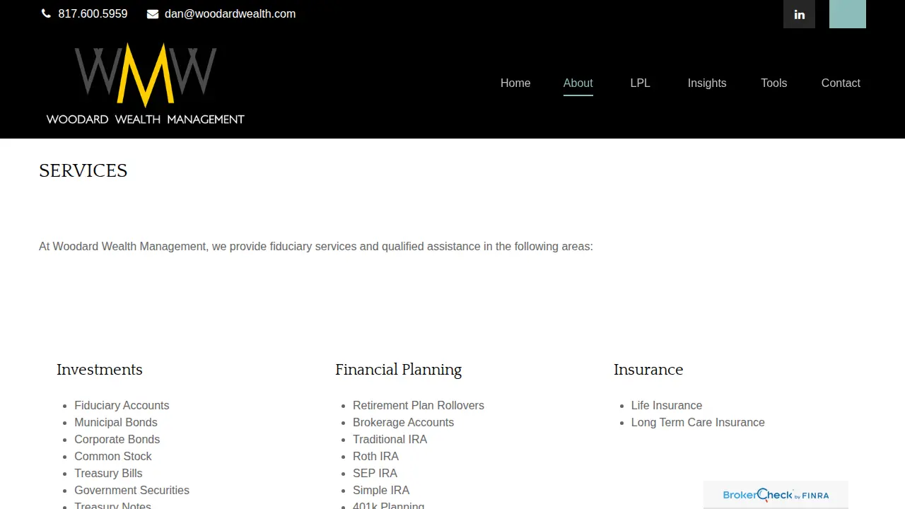 Woodard Wealth Management page