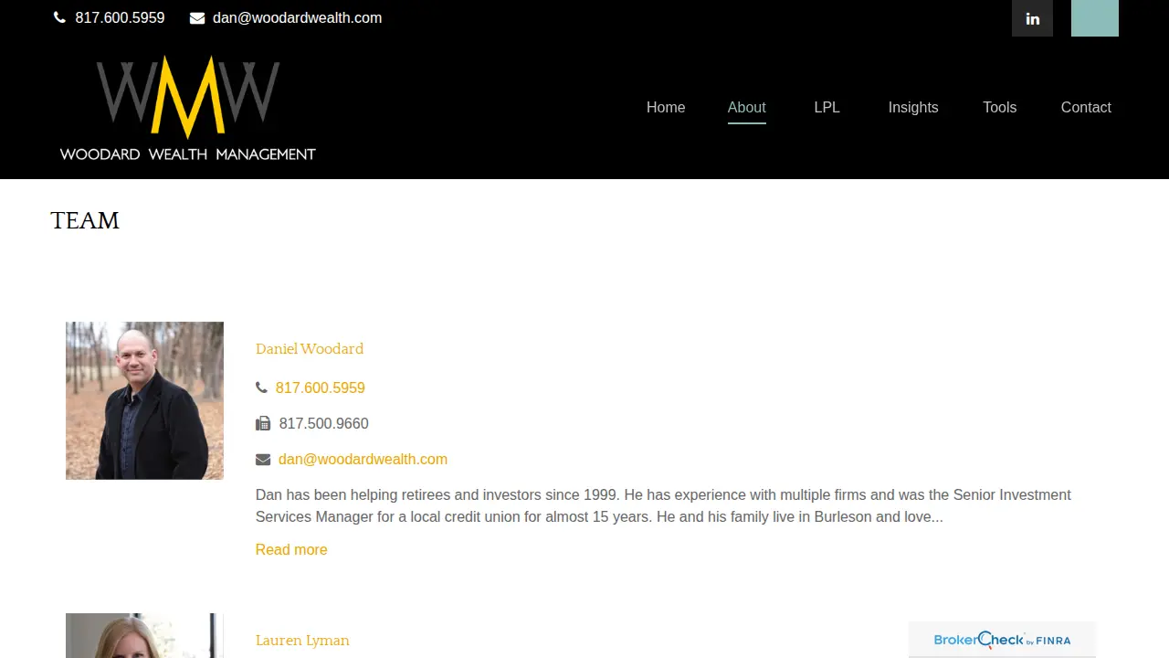 Woodard Wealth Management page