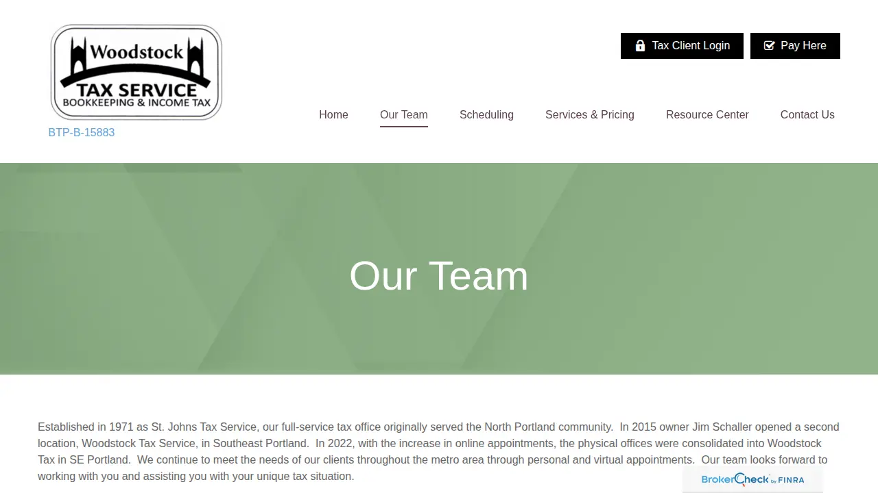 Woodstock Tax Service page