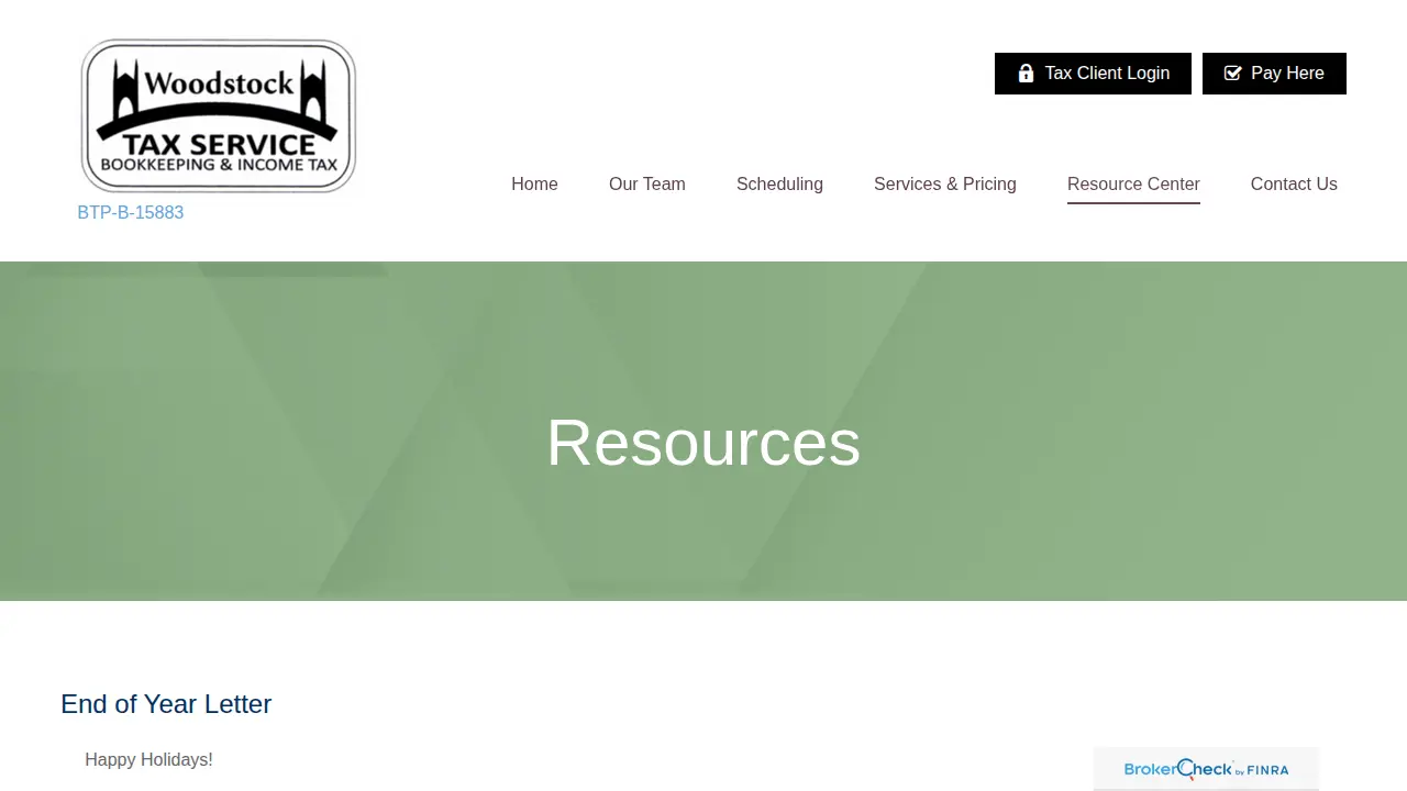 Woodstock Tax Service page