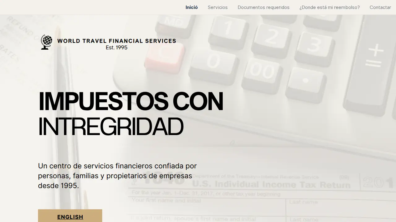 World Travel & Financial Services page