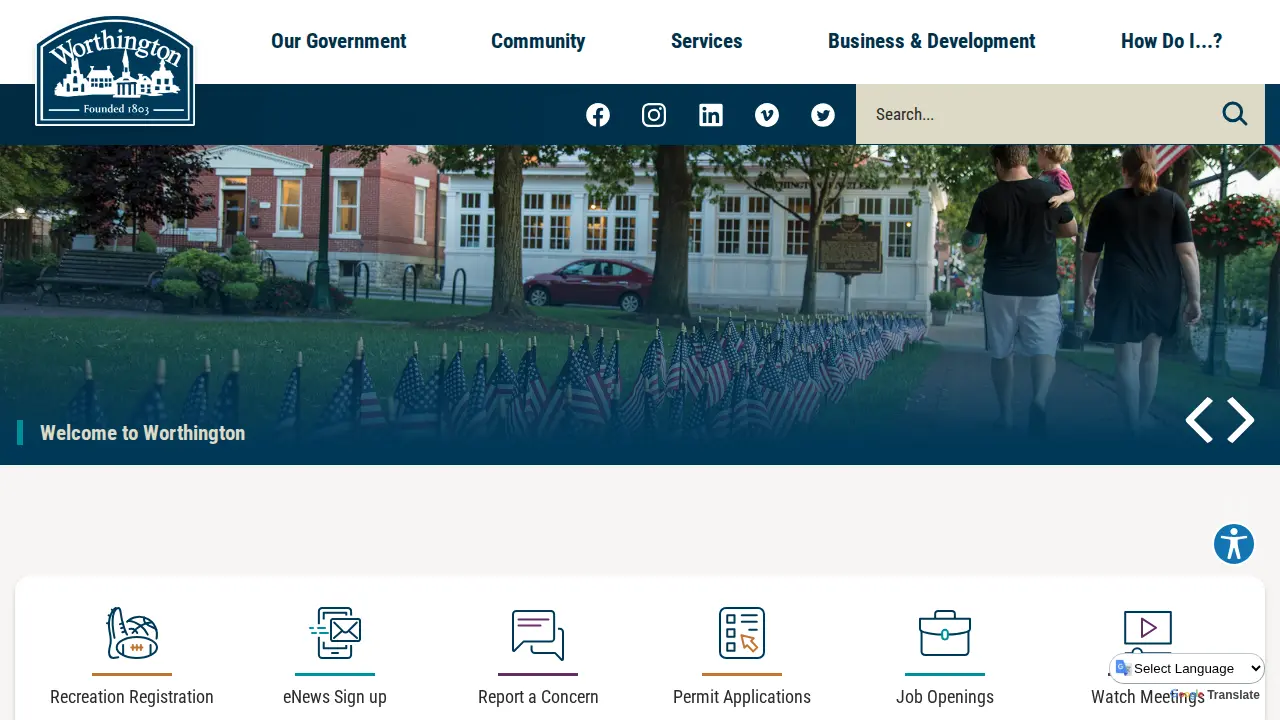 Worthington Finance Department page
