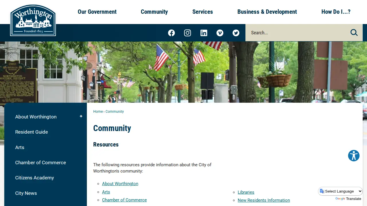 Worthington Finance Department page