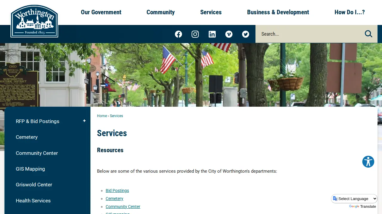 Worthington Finance Department page
