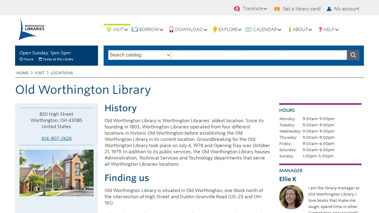 Old Worthington Library website