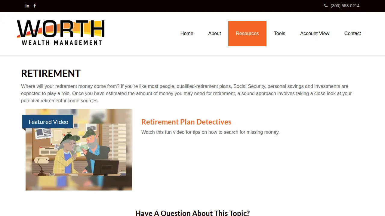 Worth Wealth Management page