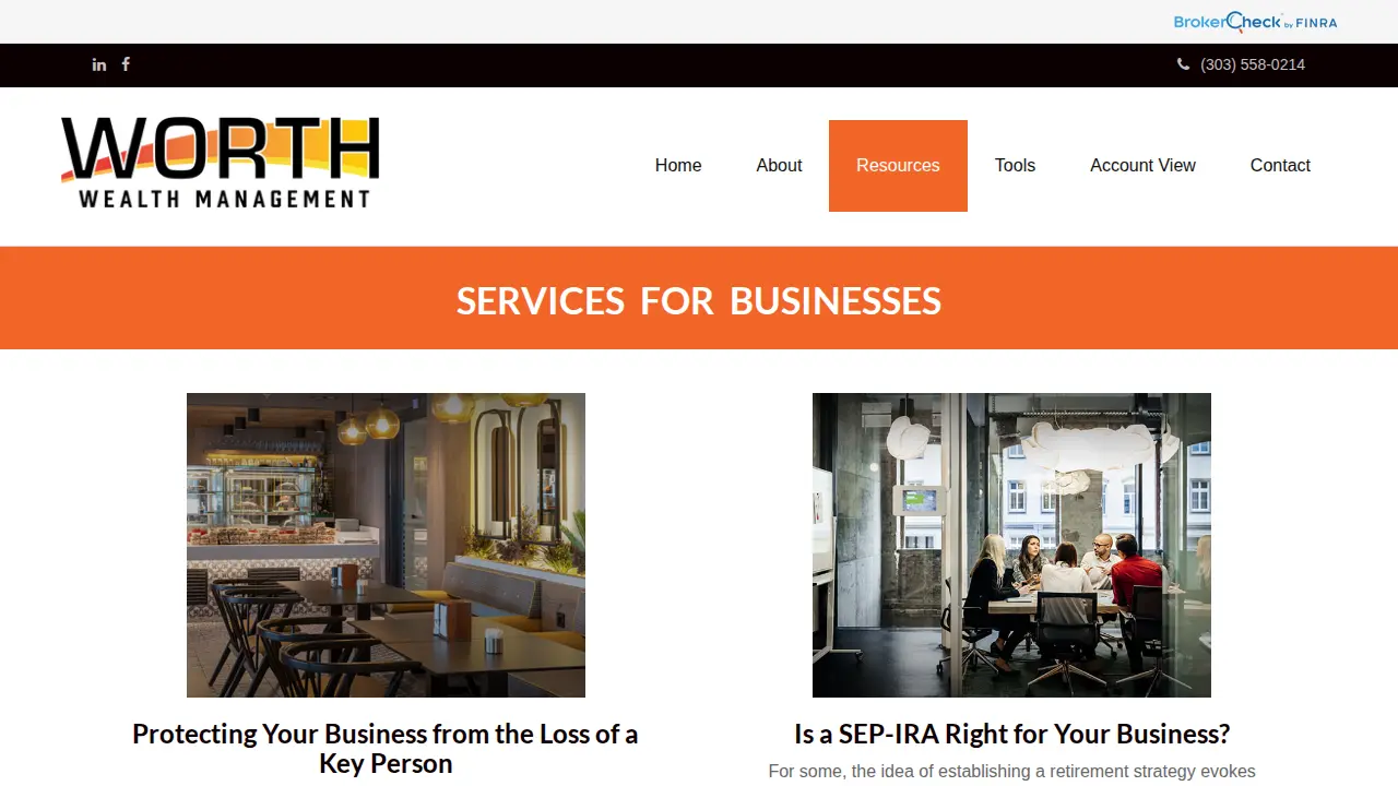 Worth Wealth Management page