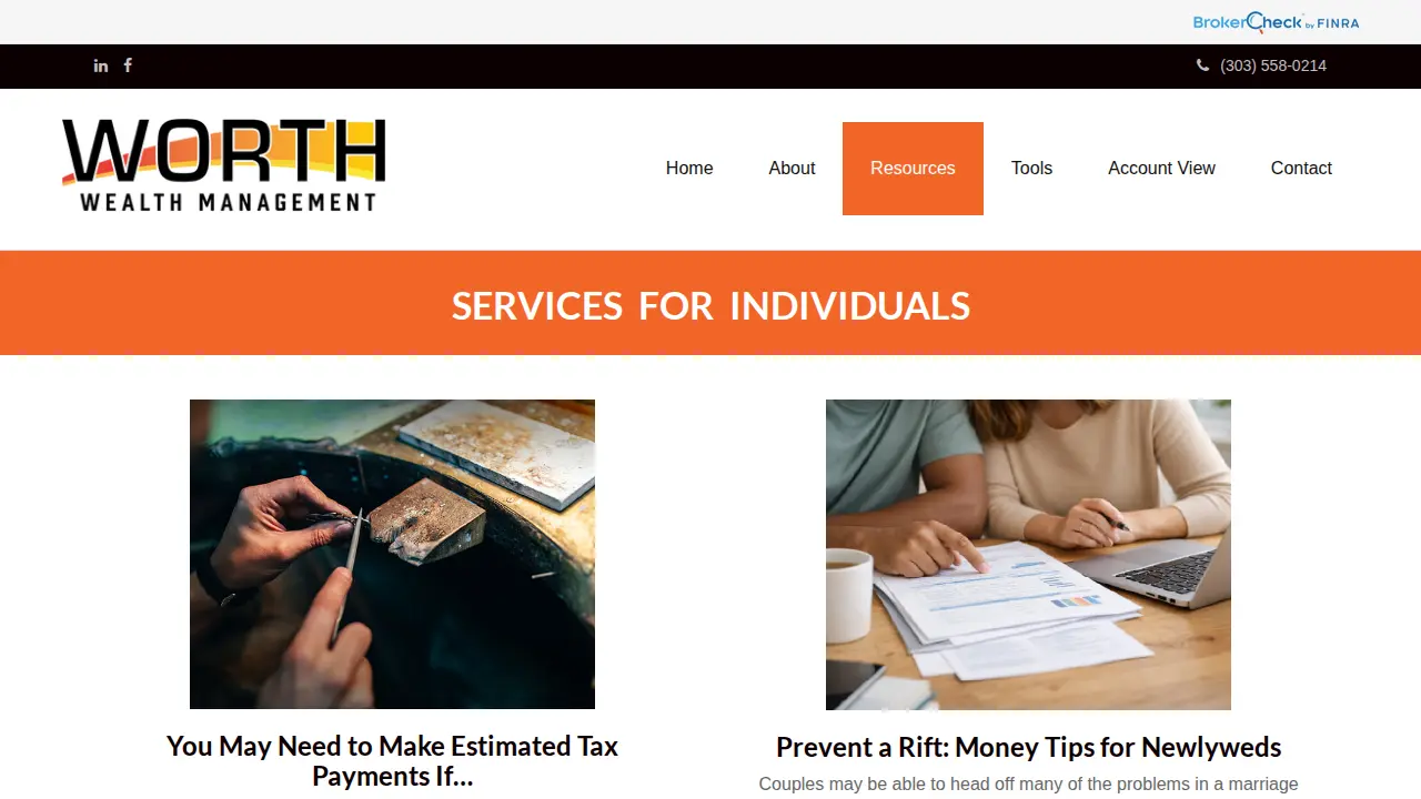 Worth Wealth Management page