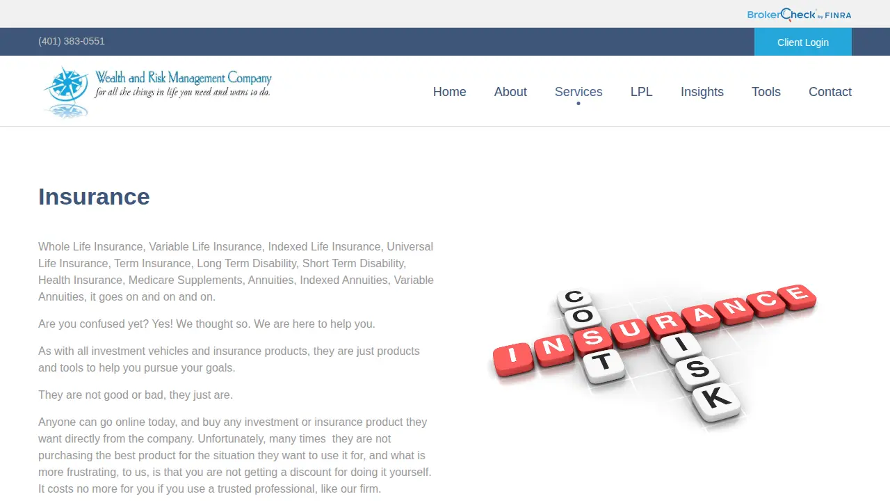 Wealth and Risk Management Company page