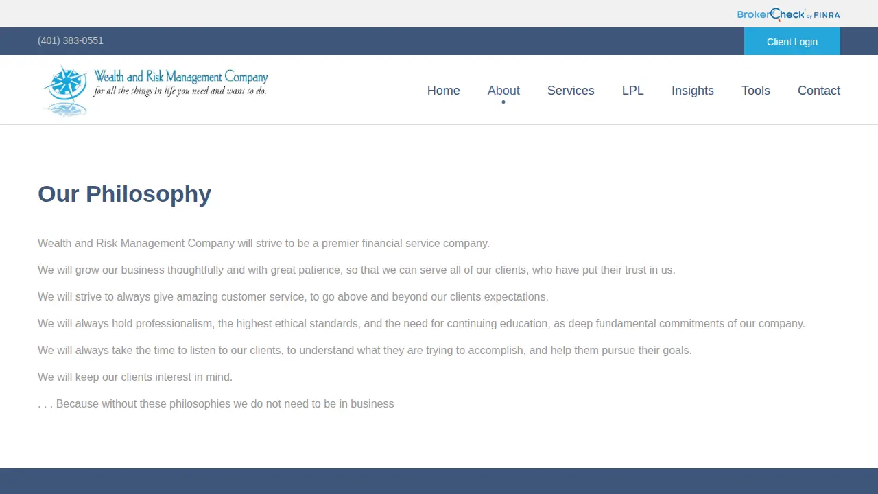 Wealth and Risk Management Company page