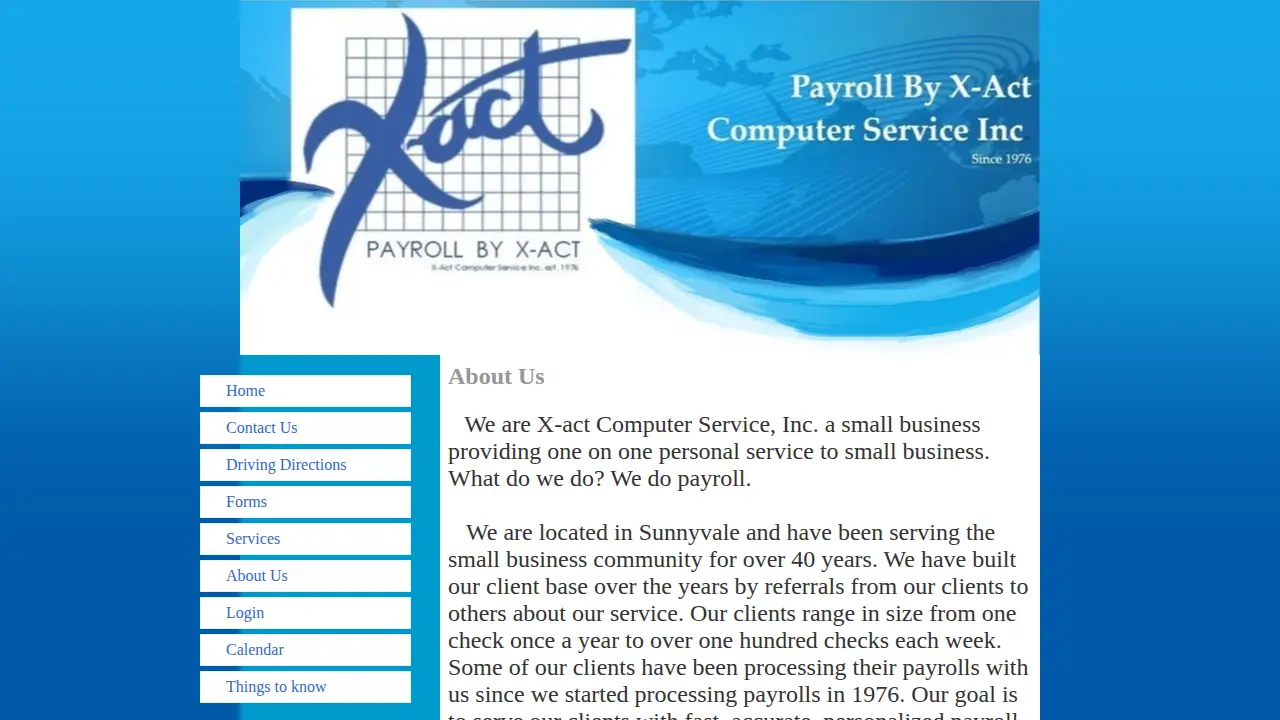 Payroll by X-Act Computer Service Inc. page