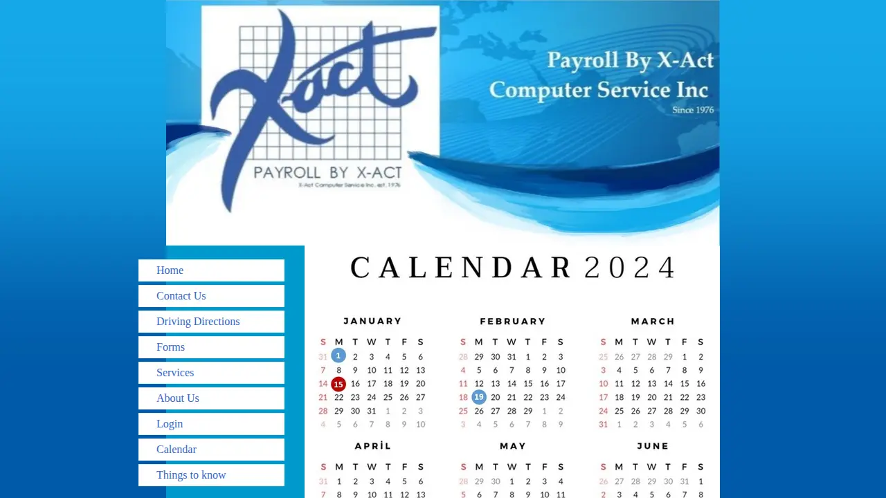 Payroll by X-Act Computer Service Inc. page