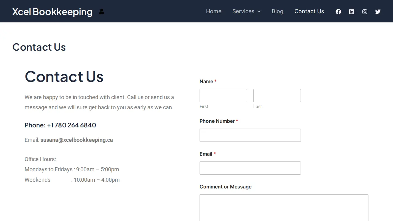 Xcel Bookkeeping and Tax Services Inc. page