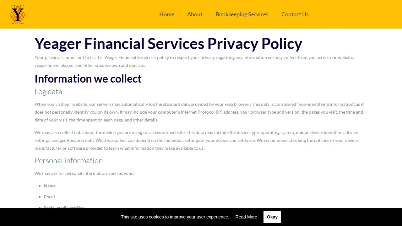 Yeager Financial Services Inc page