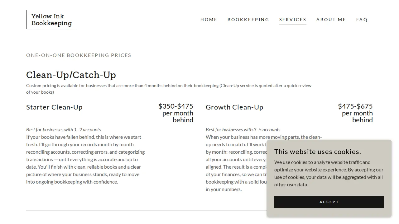 Yellow Ink Bookkeeping LLC page