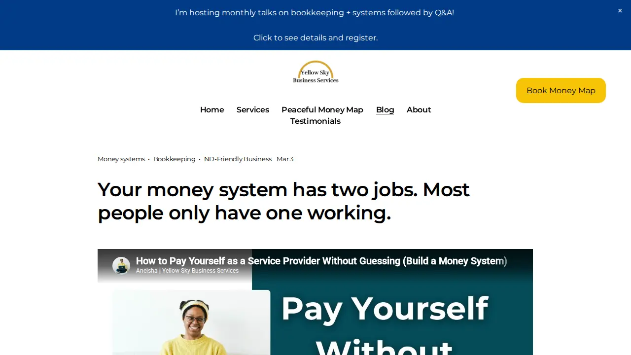 Yellow Sky Business Services page