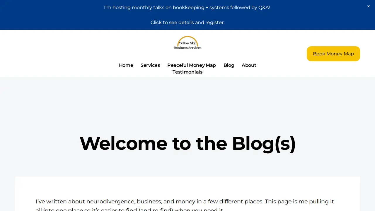 Yellow Sky Business Services page